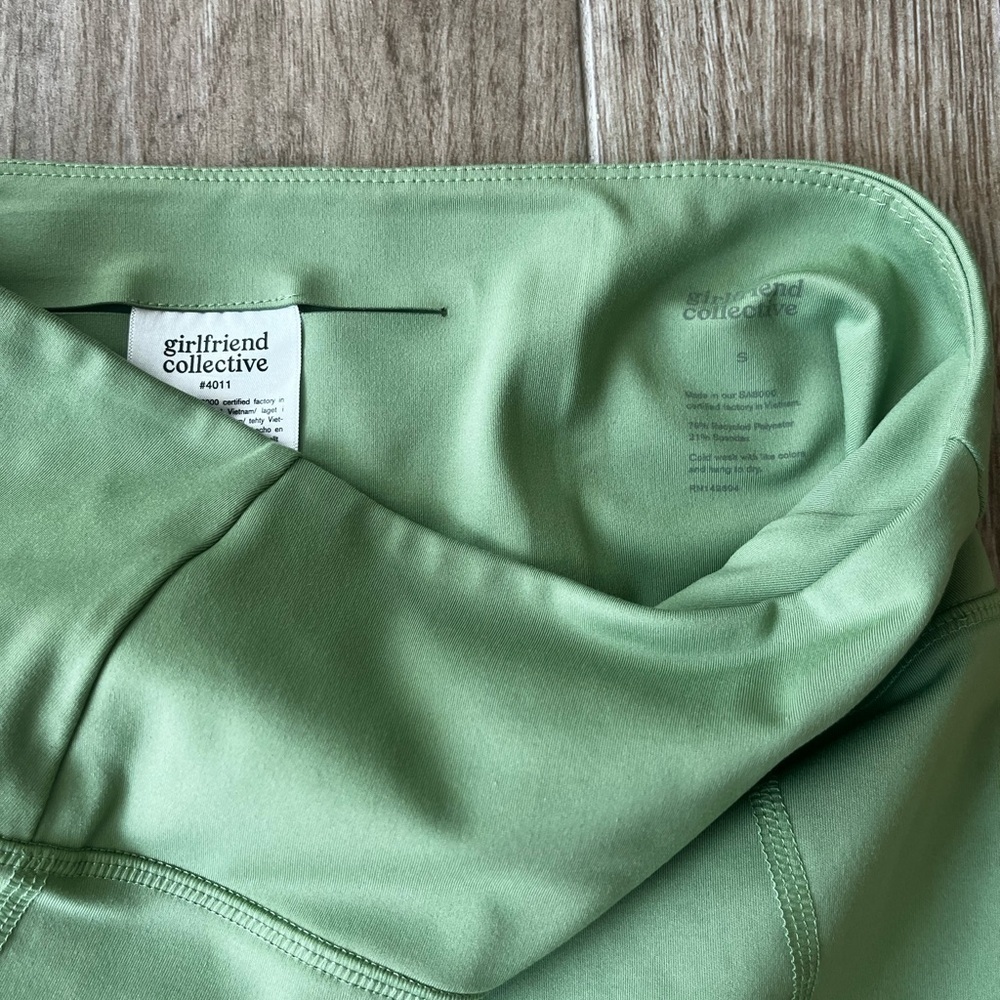 Girlfriend Collective High Rise Biker Shorts in Mantis - Picture 4 of 5